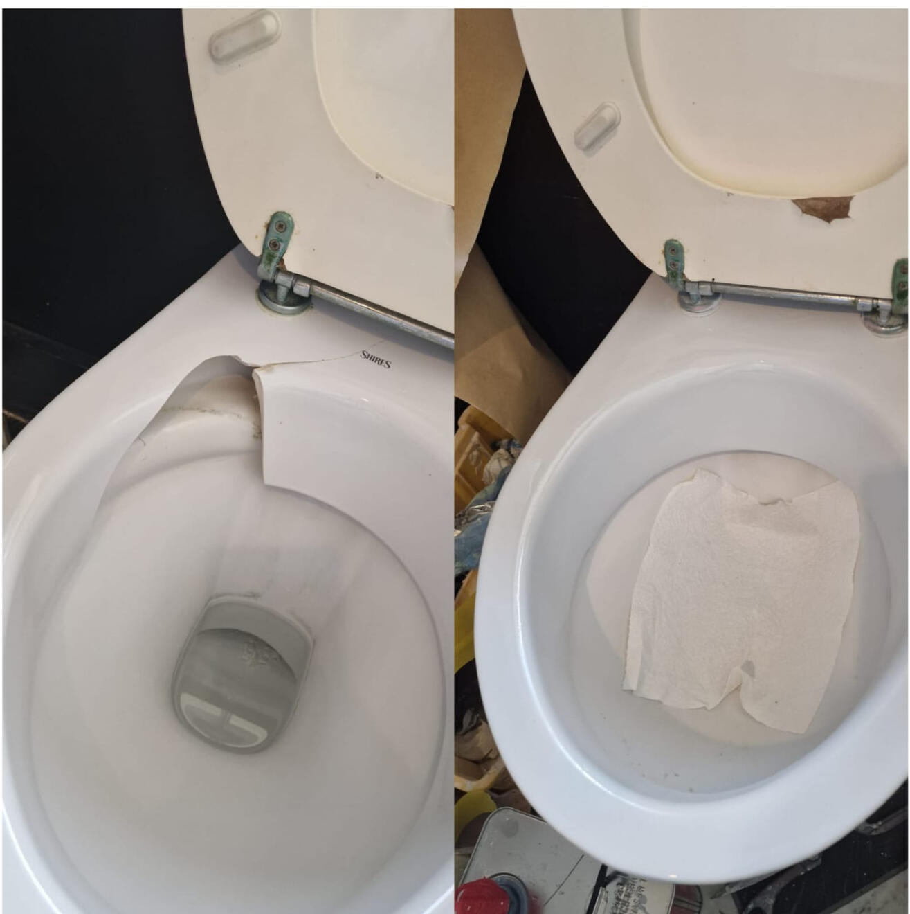before and after pictures of a ceramic toilet crack repair before and after pictures of a ceramic toilet crack repair in Birmingham