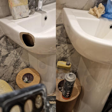 ceramic sink crack repair done in Birmingham