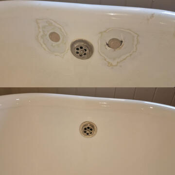 tap holes filled in on bath made to look invisible